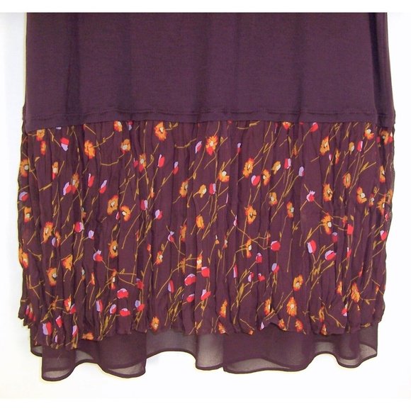 Logo by Lori Goldstein Long Cardigan S Burgundy Sleeveless Floral Chiffon Trim - Picture 7 of 12